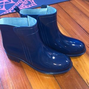Blue rain boots